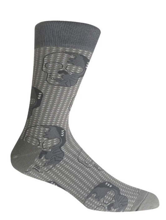 Grey skull cotton socks – unisex fun socks by The Sockist, designed in Stockholm.