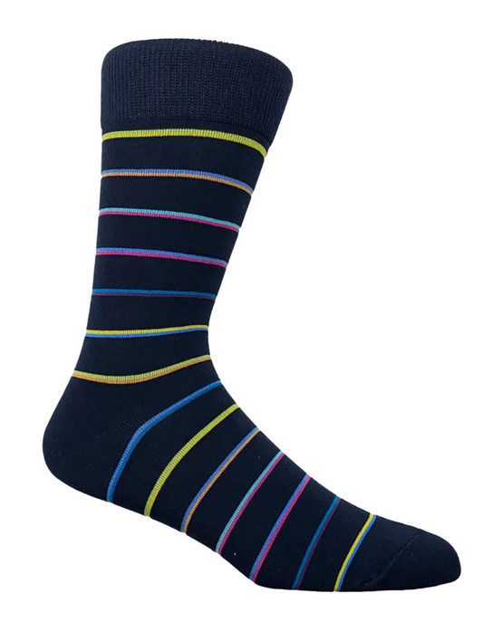 Navy striped cotton socks – classic and stylish unisex socks from The Sockist, perfect for everyday wear.