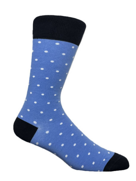 Ocean blue cotton socks with white dots – unisex fun socks from The Sockist, Stockholm.